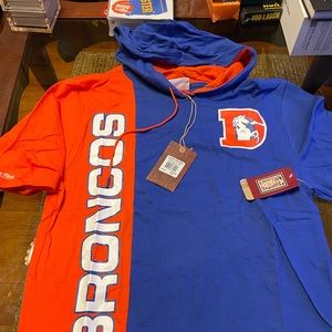 Brand New Mitchell & Ness Denver Broncos cut-off Hoodie Mens Size Medium